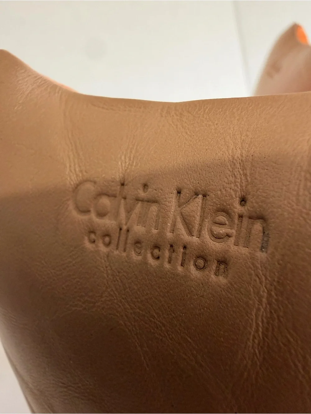 Calvin Klein Collection Beige and Orange Leather High-Top Boots